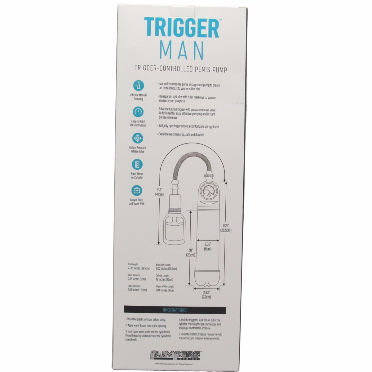 Trigger Man Penis Pump with Air Pressure Gauge - Sunset Novelties